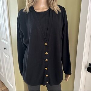 Black Button-Up Women's Twin Set Sweater XL